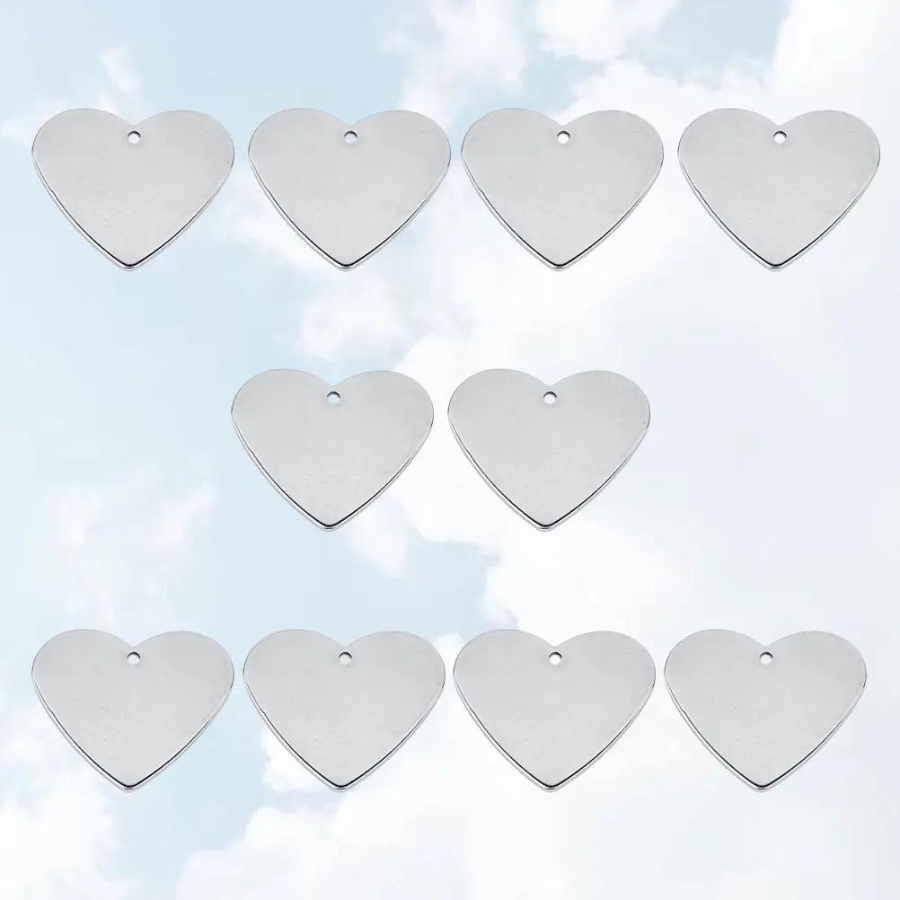 

10 pcs Heart Shape Pet Id Tag Stainless Steel Blank Diy Jewelry Pendant For Dogs Puppy Carving Name Number Address Accessory