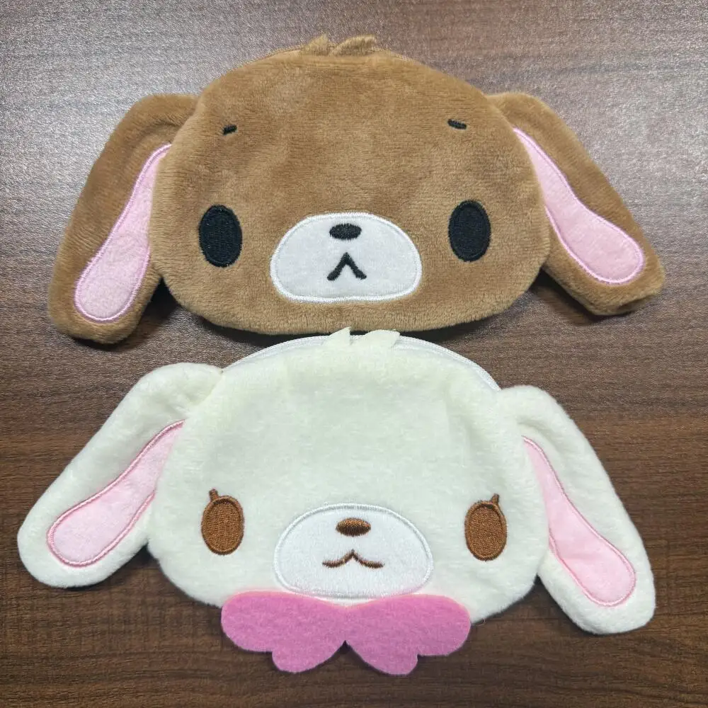 Kawaii Sugarbunnies المرأة أفخم سستة أحمر الشفاه الحقيبة حقيبة مستحضرات تجميل Shirousa Kurousa الكرتون المخملية سماعة حقيبة محفظة نسائية للعملات المعدنية هدية