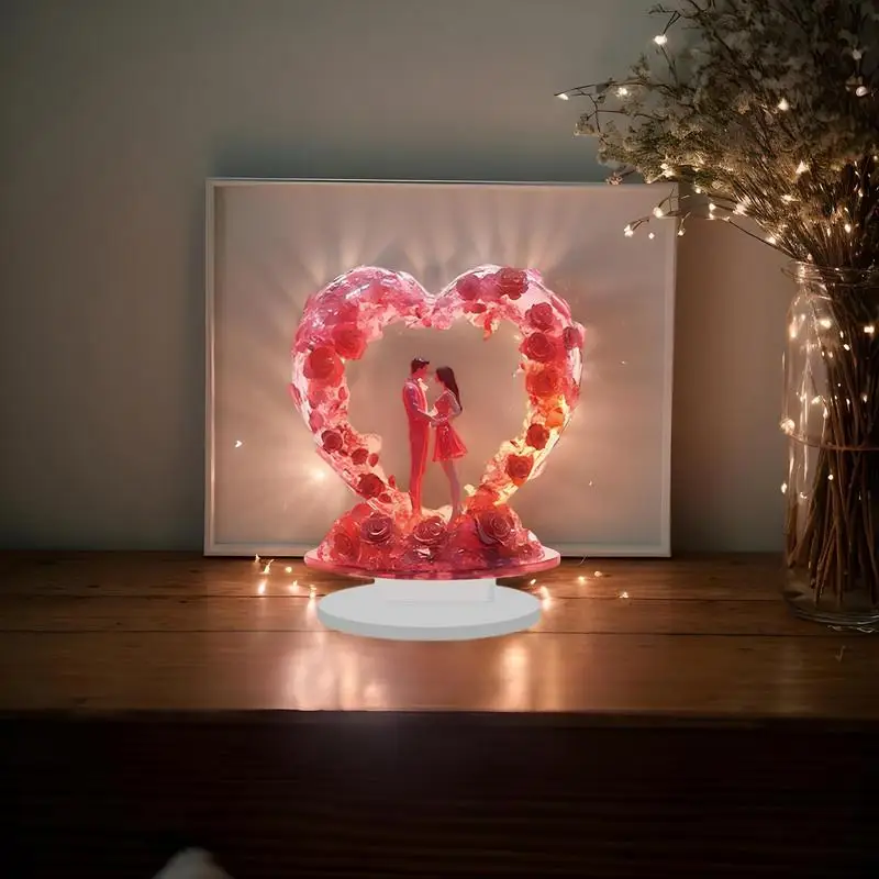 

Valentine's Day Table Decor Decorative Flat Acrylic Valentine Decor Romantic Love Couple Sign Decoration Lightweight For Indoors