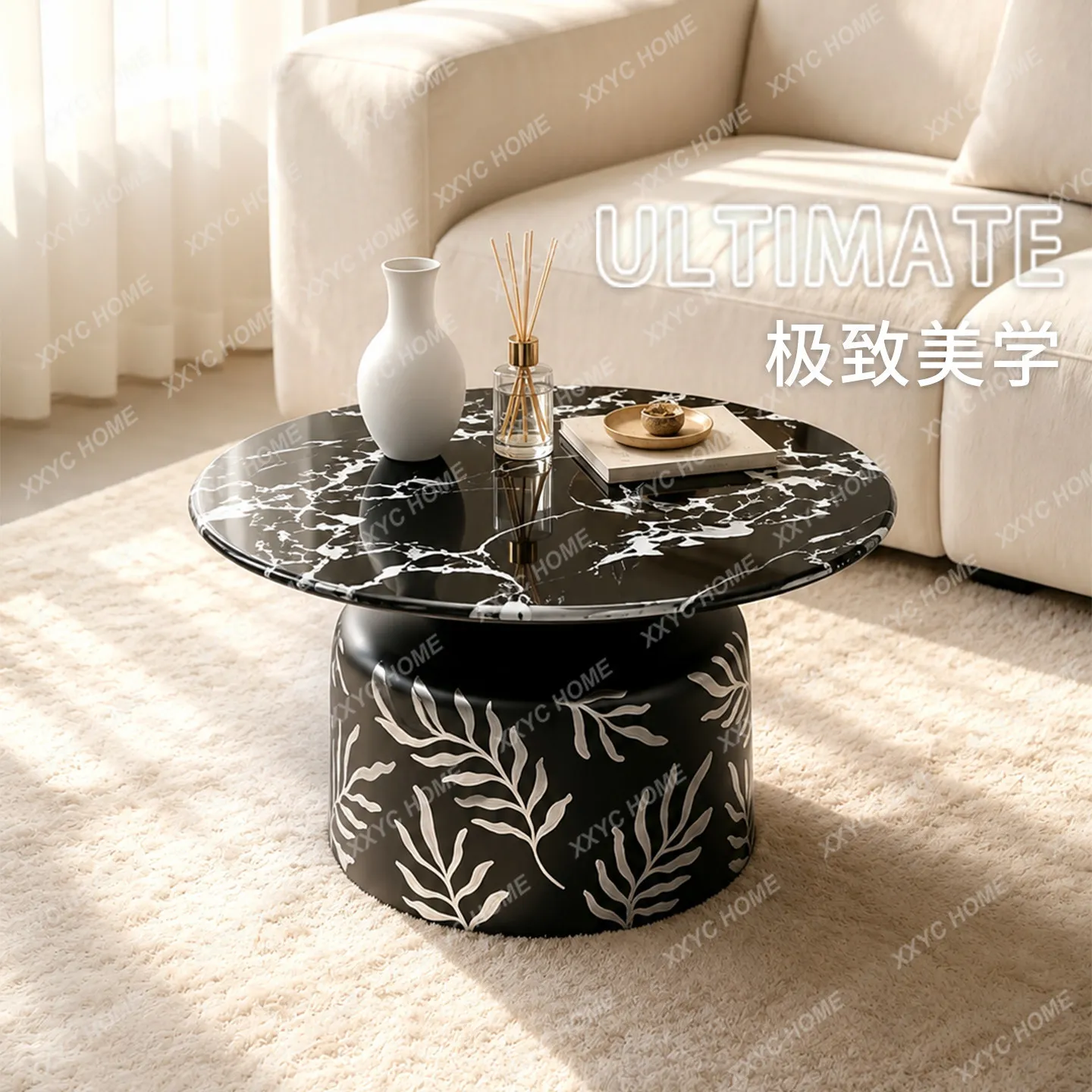Medieval style coffee table light luxury high-end coffee table master hand-painted table living room home creative