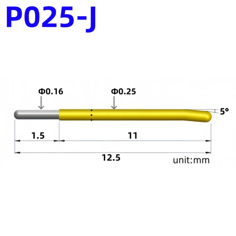 

5/20/100PCS P025-J Spring Test Probe Test Pin Pogo Pin P025-J1 Electric PCB Test Tool 0.16/0.25/12.5mm Needle Round Tip Head