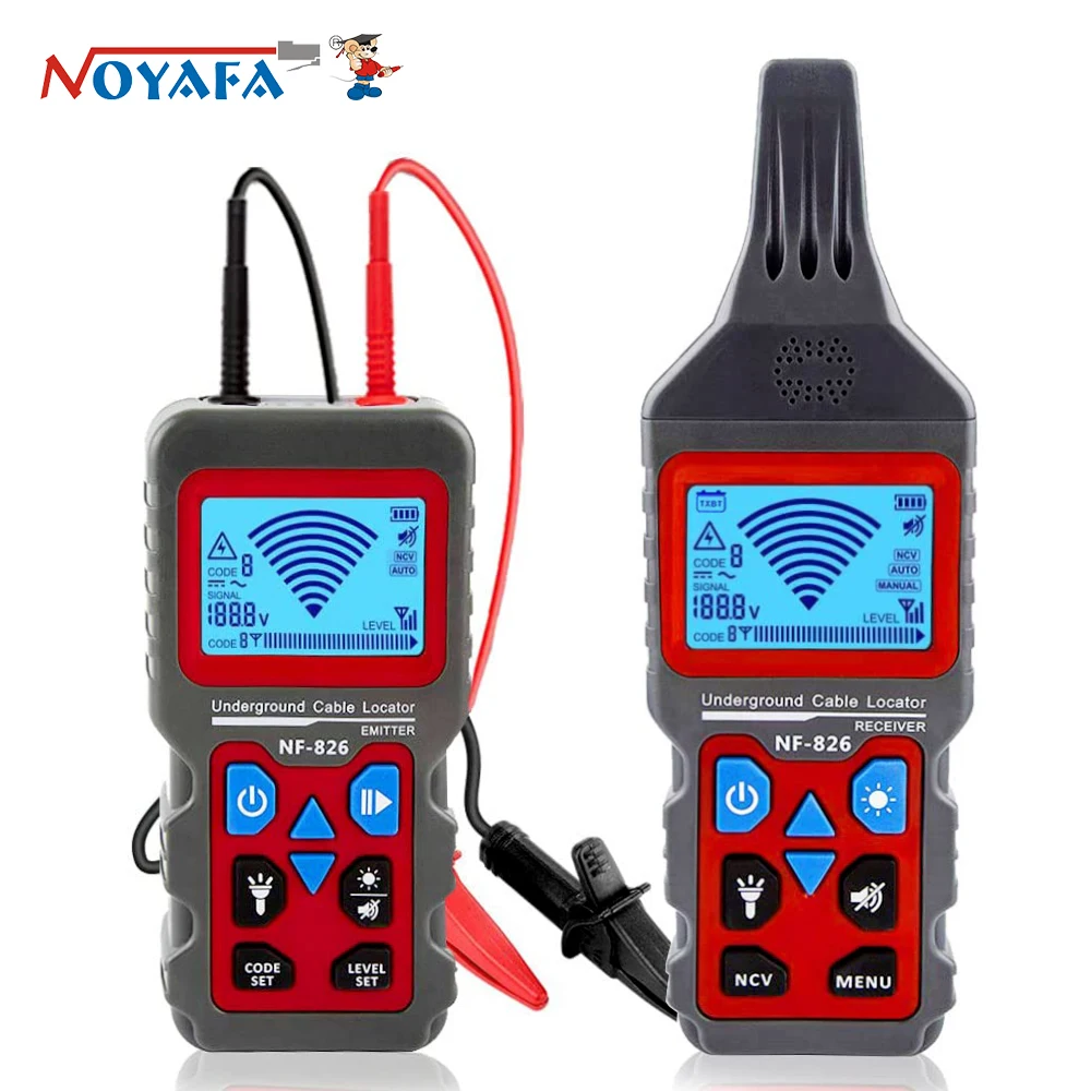NOYAFA Underground Cable Tester NF-826 Anti-Interference Cable Tracker High&Low Voltage Cable Locator Underground Line Detector