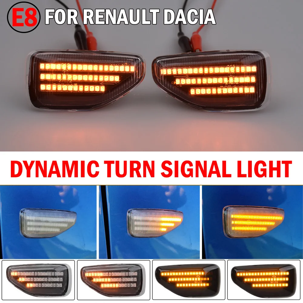 2019 2020 2021 For Dacia Duster II (HM) Sandero II 2013-2021 Logan II 2012-2022 2Pcs LED Dynamic Turn Signal Light Side Marker