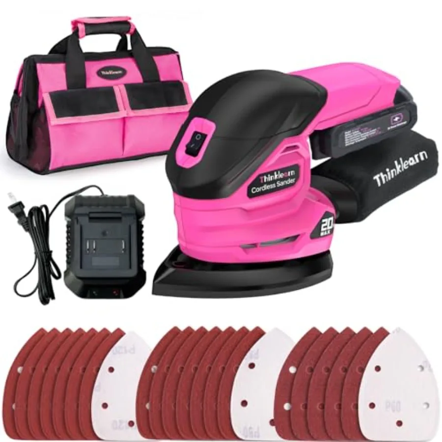 

Cordless Detail - 0V Electric Hand Pcs Sandpapers, 1000 RPM Mouse s Dust Bag, Compact Palm Sanding Tool for Woodworking, 2.0Ah