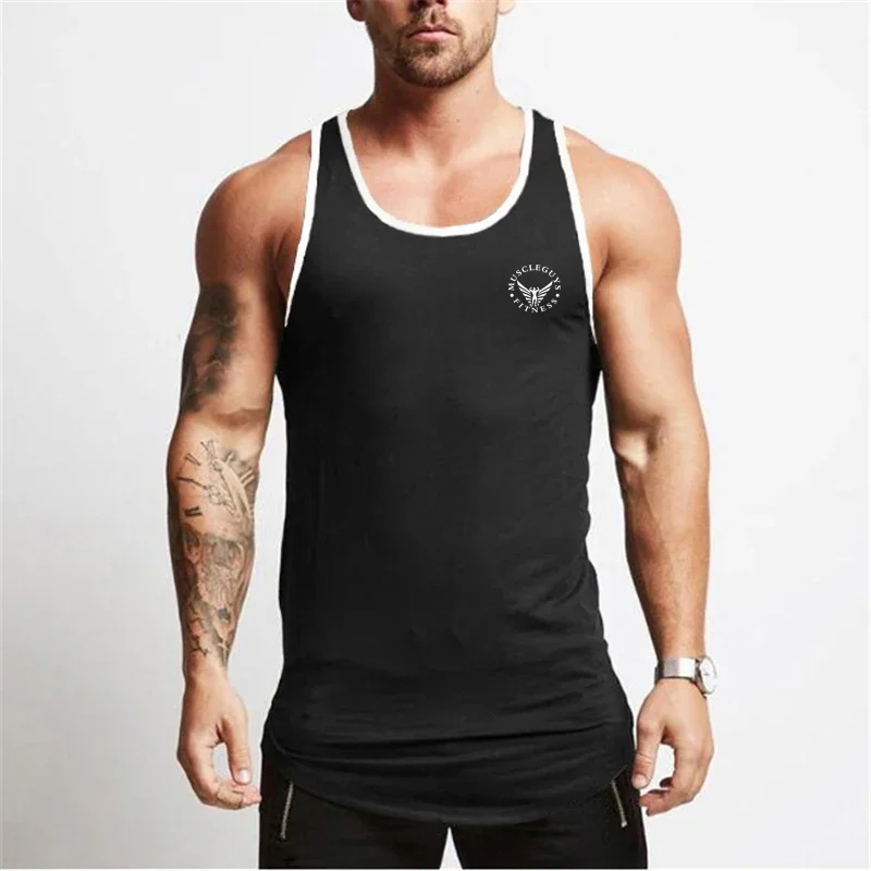 Gym Bodybuilding Sports T-shirt Workout Muscle Vest Fitness Cotton Breathable Sleeveless T-shirt Men Training Tank Tops