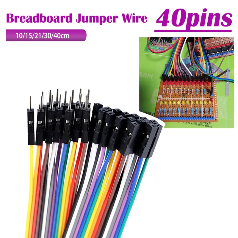 Jumper Wire 40Pins 2.54mm 10/15/21/30/40CM Female To Female, Male To Female, Male To Male Jumper Line Connecting Cable DIY KIT