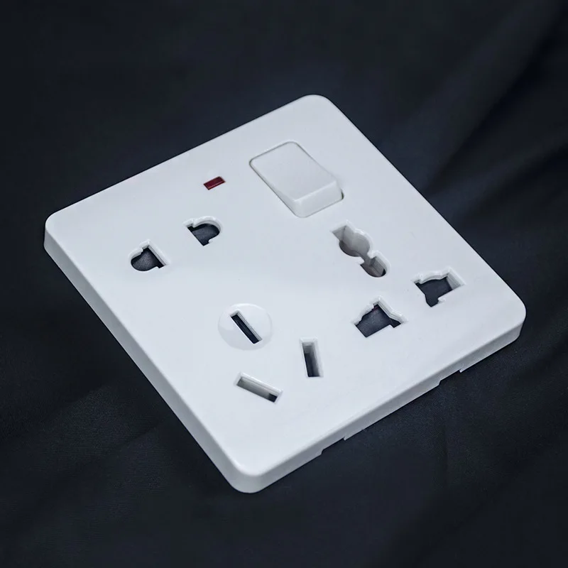 86 Type Wall Mounted  One Switch Eight Holes Multi Outlet Socket With Switch Panel For Home Use Easy To Install And Use