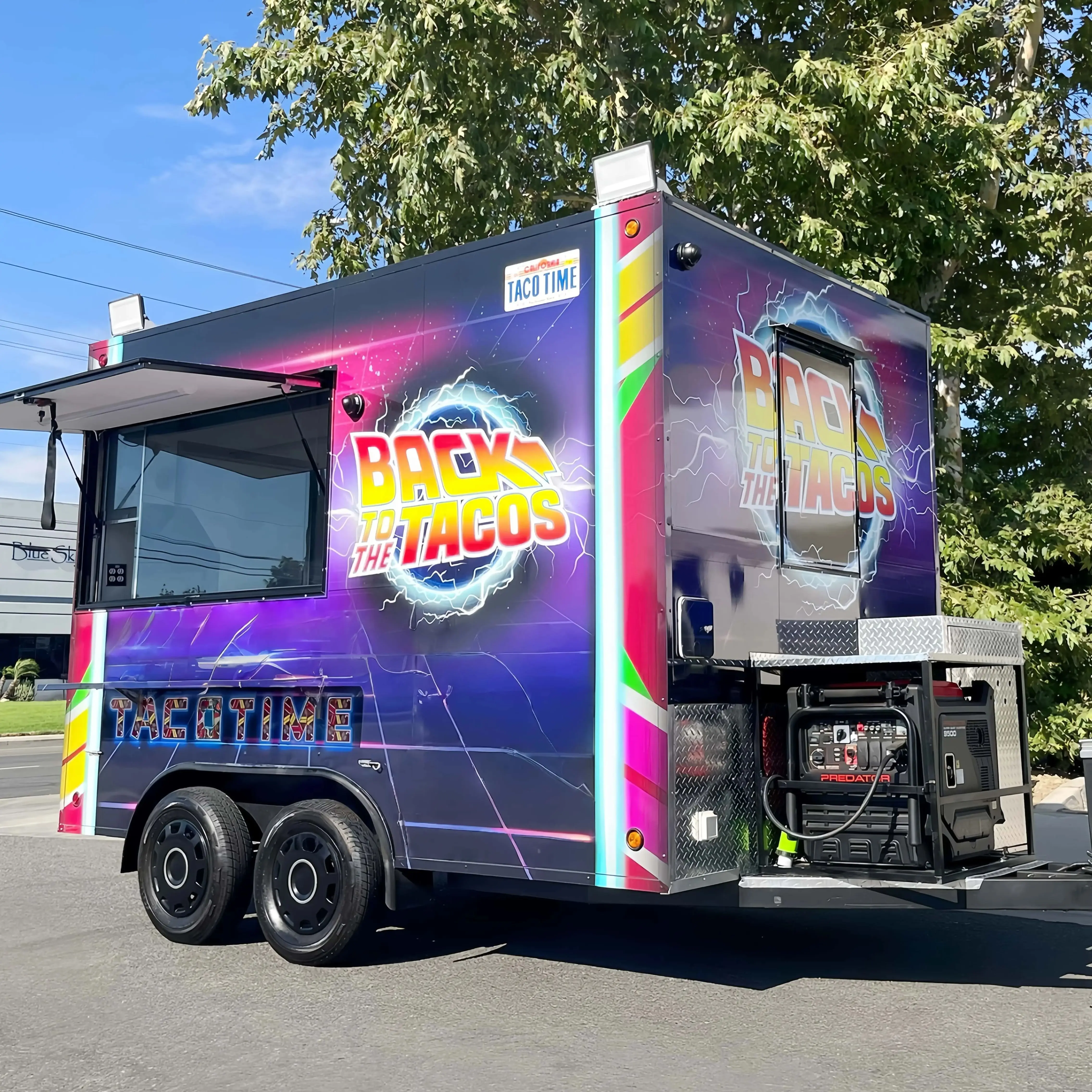 

Taco Pizza Food Truck Trailer Street Fast Snack Cart Reliable Shopping Food Trailer Fully Equipped Kitchen