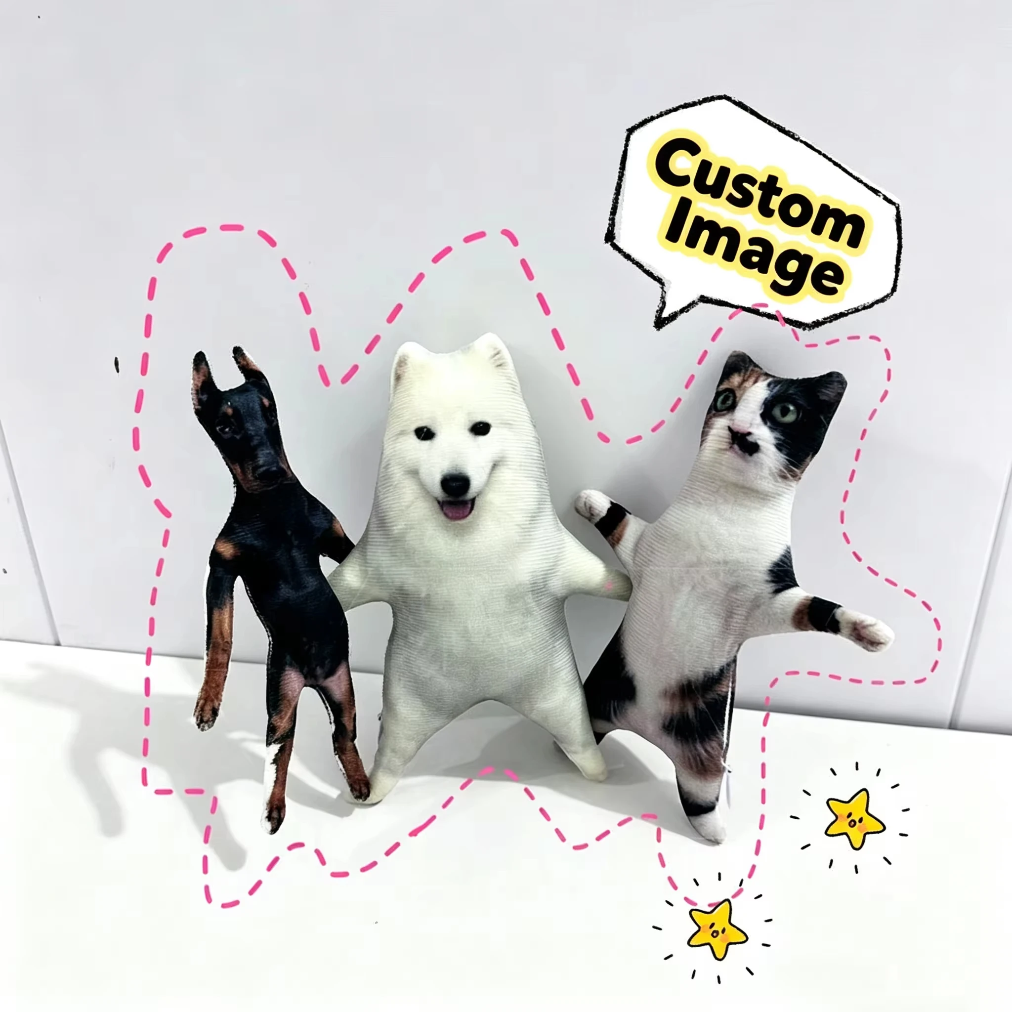Custom Photo of Pet Shaped Skeleton Doll Dual Use Throw Pillow & Keychain Funny Novelty Gift for Pet Lovers