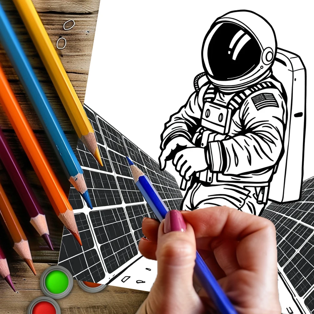 Libro para colorear espacial y astronautas originales de 28 páginas para adultos |   Libro para colorear, útiles de dibujo para Navidad, Acción de Gracias