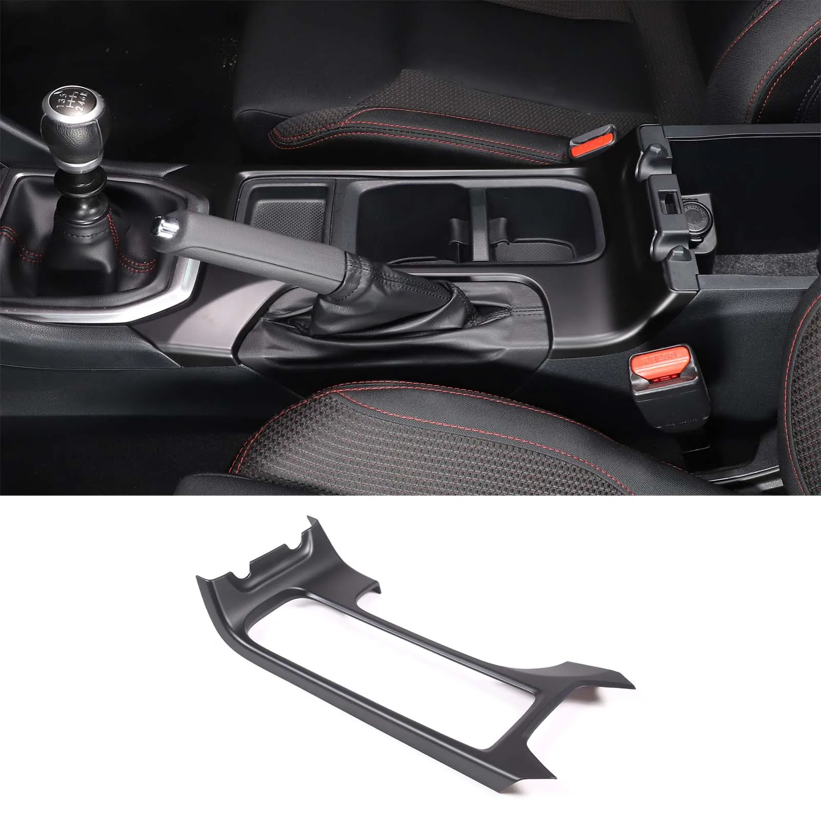 For Subaru WRX 2021-2023 Automatic Version Car Central Water Cup Decorative Frame Sticker ABS Matt Black Interior Accessory LHD