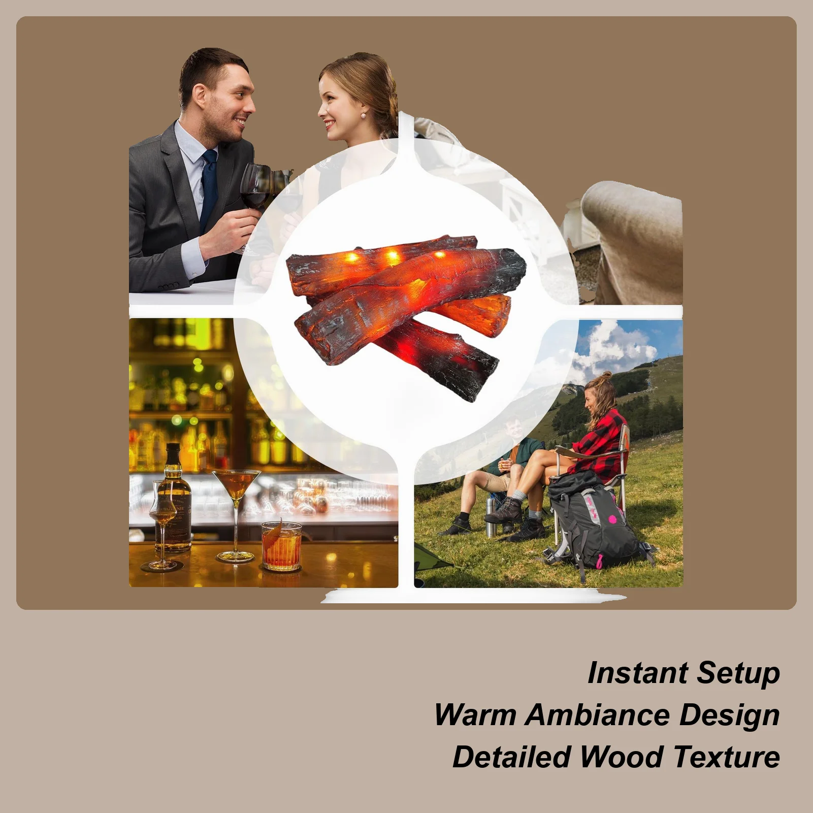 

Electric Logs For Fireplace Flameless Fake Wood Heater Decor 8.66 Inches Realistic Electric Fireplace Log Set Insert For Indoor