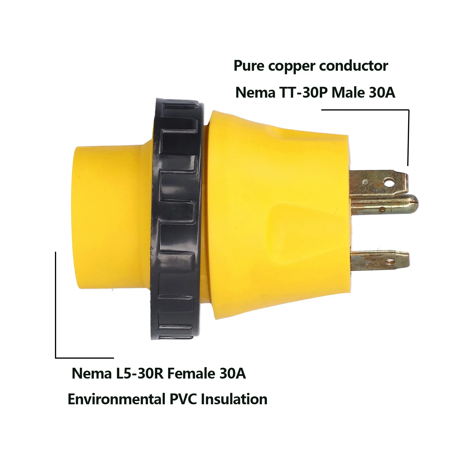 30A RV Plug TT‑30P to L5‑30R Copper Internal Wire Reliable Weatherproof Corrosion Resistant RV Plug Adapter RV Plug Adapter