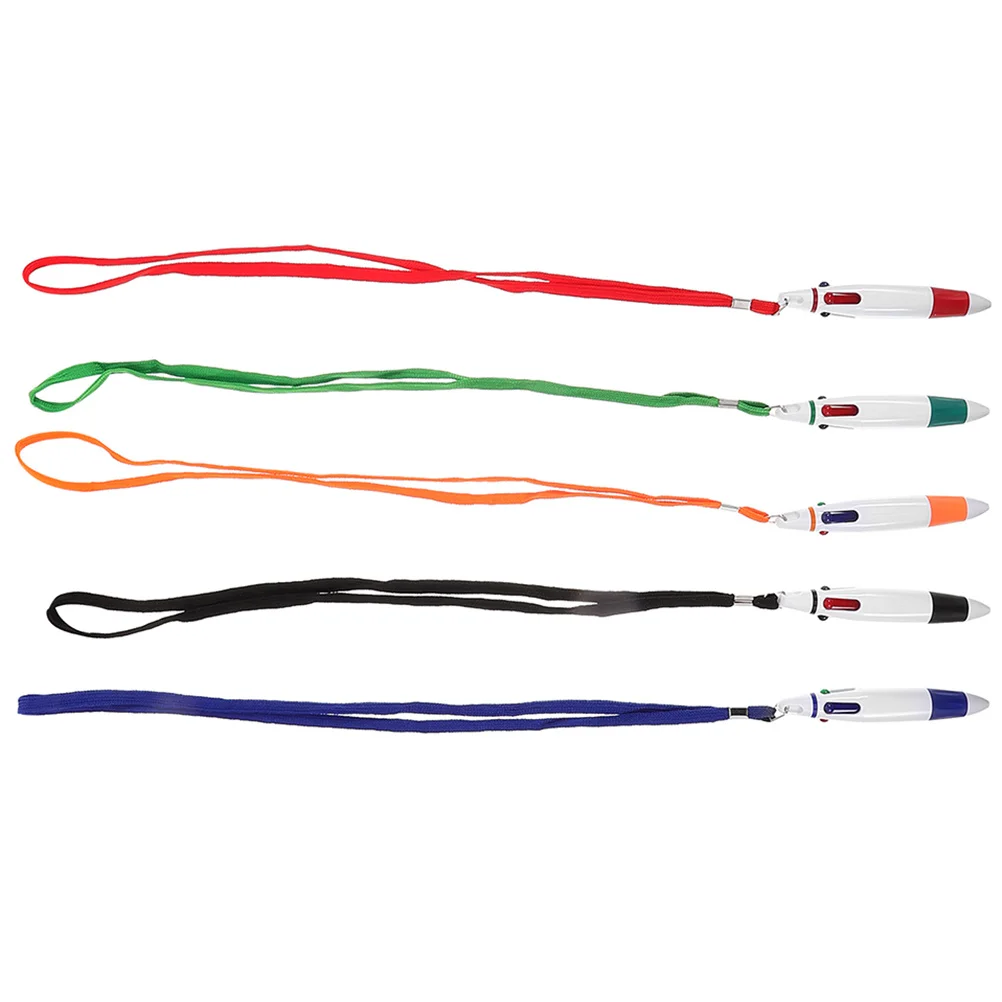 

5 Pcs Lanyard Pen Multicolor Ballpoint Colorful Ink Multi-color Pens Retractable Gel Fun Nurse for Hanging