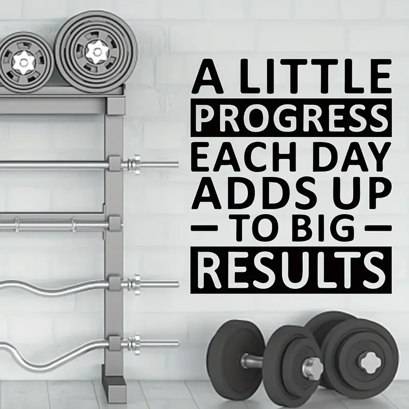 1pc Inspirational Quote Wall Sticker, A Little Progress Each Day, Self-Adhesive Wall Stickers, Bedroom Office Living Room Gym Ho