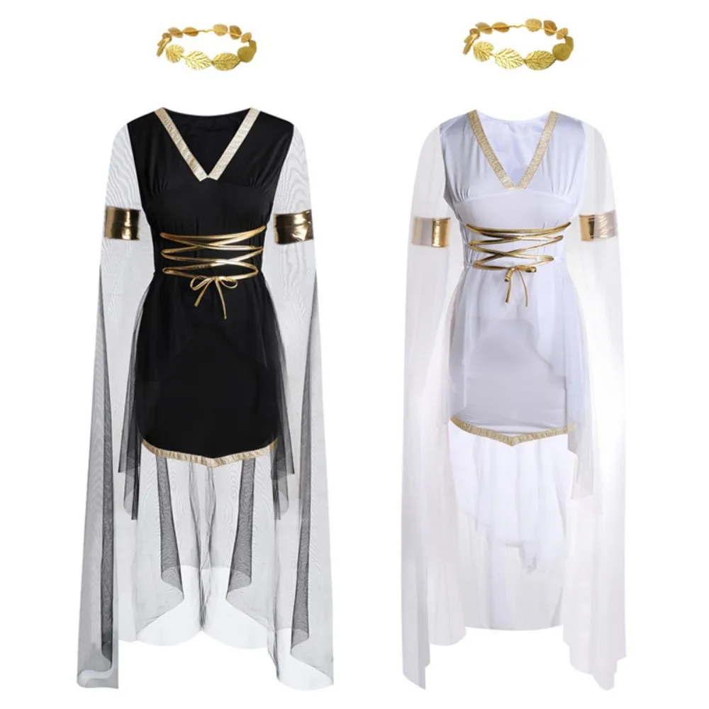 

Adult Womens Venus Greek Goddess Costume Sexy Greece Cosplay Costumes with Leaf Crown Headdress for Party Suit Halloween Costume
