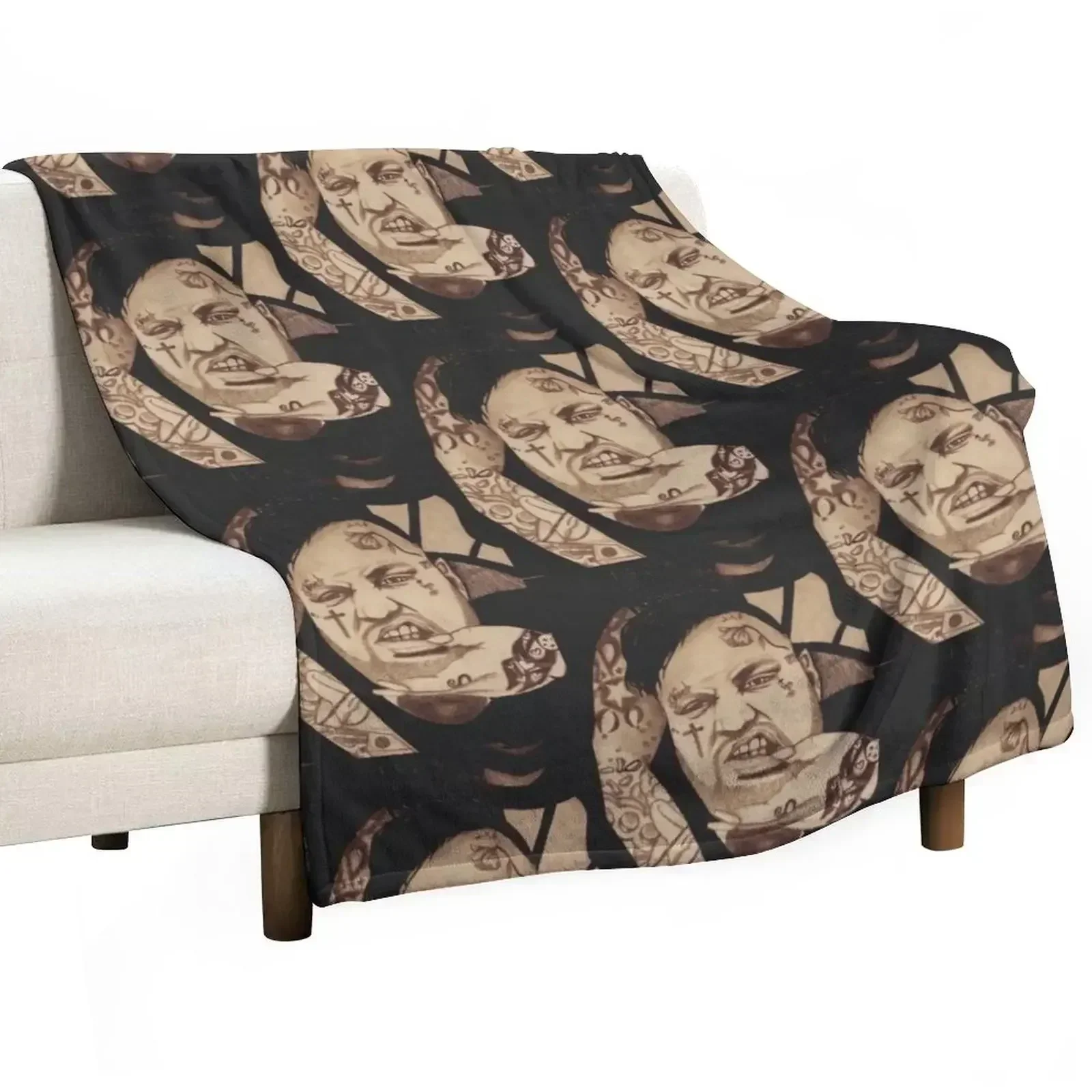 Jelly Roll Hand Drawn Portrait Throw Blanket Luxury Nap Bed Fashionable Plaid on the sofa valentine gift ideas Hairys Blankets