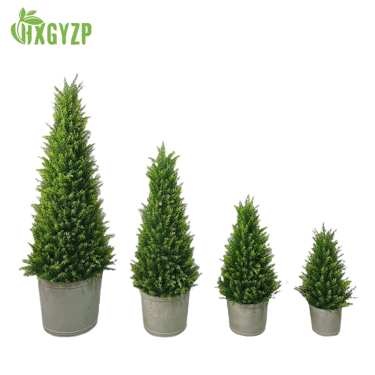 

47/60/83/110cm Large Artificial Cypress Tree With Cement Basin Faux Tree Potted Plants For Home Shopping Mall Outdoor Decoration