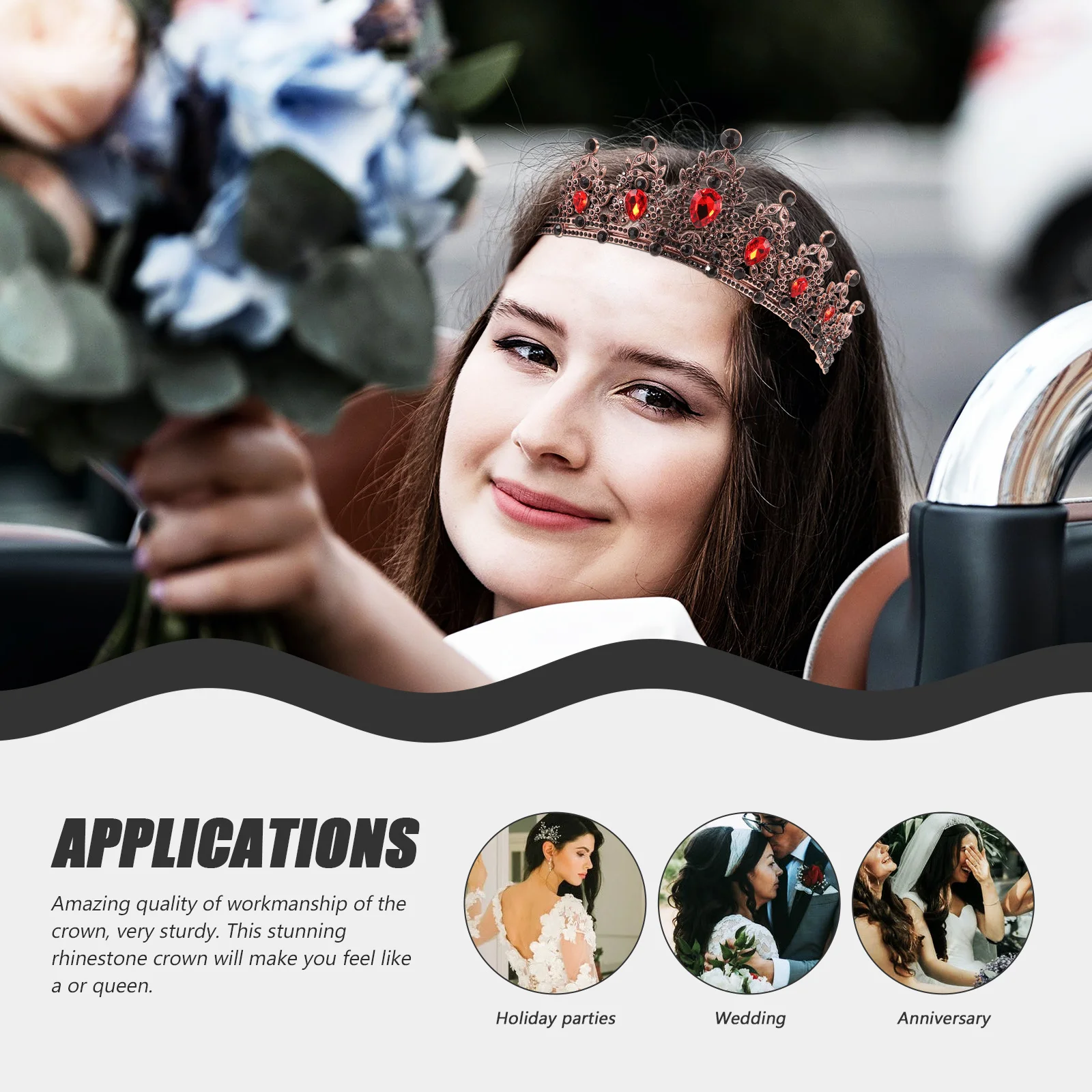 

1Pcs Crown Headpiece Vintage Large Classic Rhinestone Tiara for Women Wedding Engagement Party Gift Retro Crown