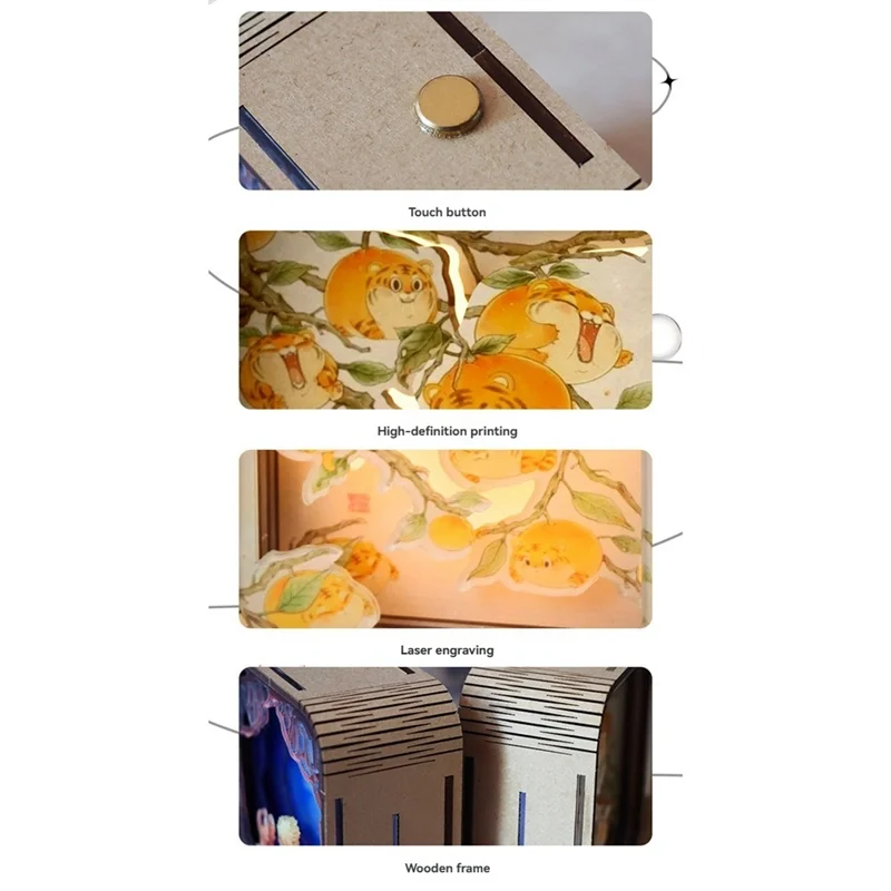 F-3C هدايا ضوء الليل اليد اللمس الكرتون DIY أضواء جو ستيريو خشبية هدايا موسم التخرج