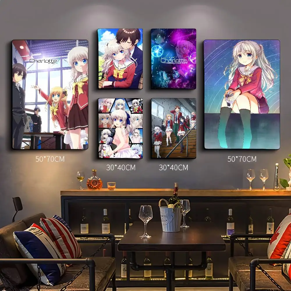 Anime Charlotte Classic Vintage Poster Whitepaper Drucke Poster Kunstwerk Kawaii Raumdekoration