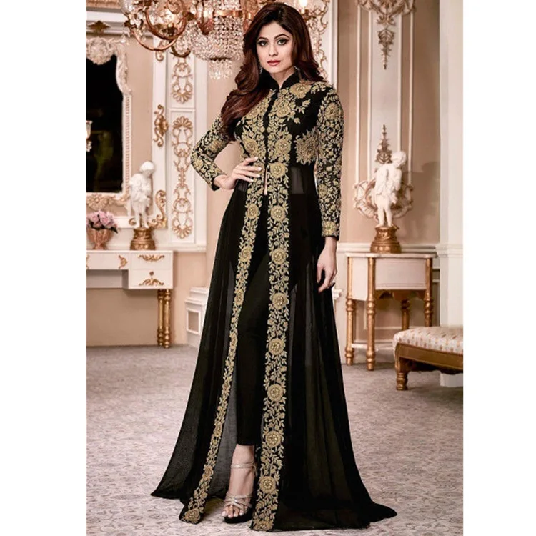 Muslim Middle Eastern Ethnic Dubai Turkey Long Sleeve Two-piece Temperament Dress Islamic Clothing for Women Ramadan Dresses