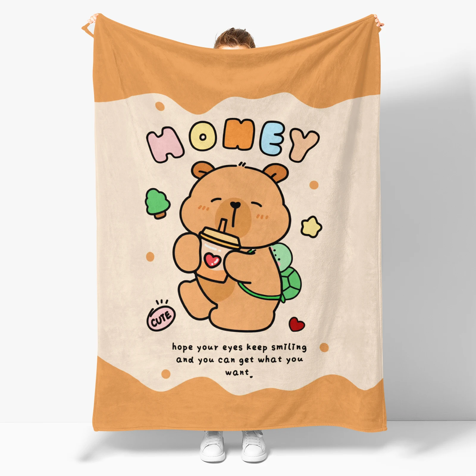 

2025 new stylish plush blanket. Cartoon bear plush blanket. Perfect for a sofa bed, camping trip, or birthday gift.