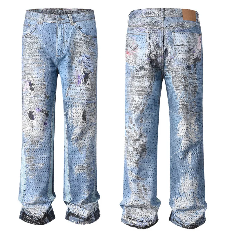 W2EJOURNEY الاتحاد الأوروبي الولايات المتحدة حجم الجينز الكلاسيكي شارع العليا الرجال والنساء متعددة جيب البضائع السراويل مستقيم عادية فضفاض ممزق السراويل #6