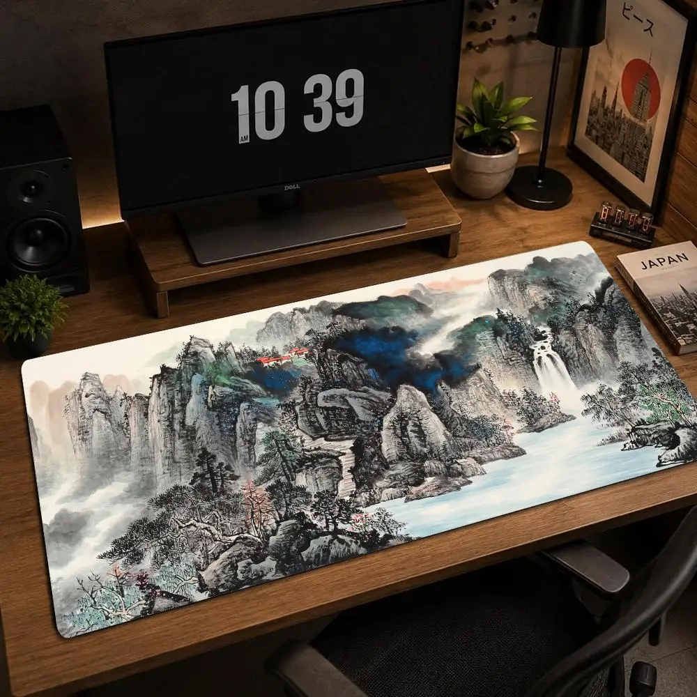 Large Mousepad Chinese Ink Landscape Keyboard Mat Deskpad Pc Game Desk Mats Traditional Art Mouse Mats For Office Desktop