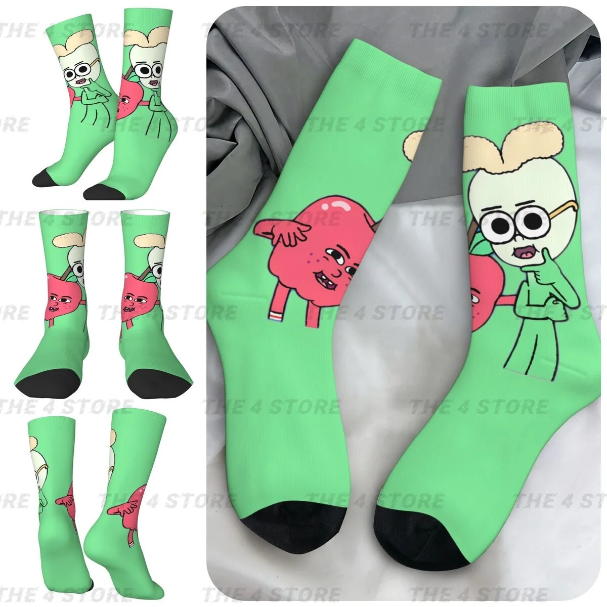 High elasticity polyester fiber 3D printing cosy Unisex Warm Apple And Onion Interesting Four Seasons Socks