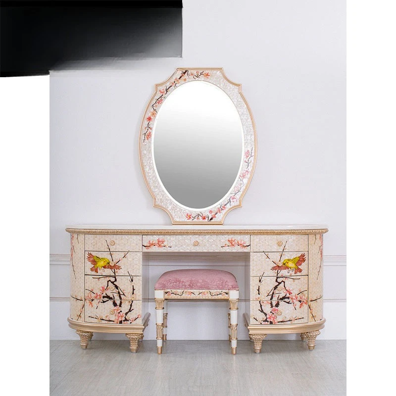 French new Chinese bedroom 1.8 meters double bed mahogany veneer shell parquet master bedroom wedding bed furniture