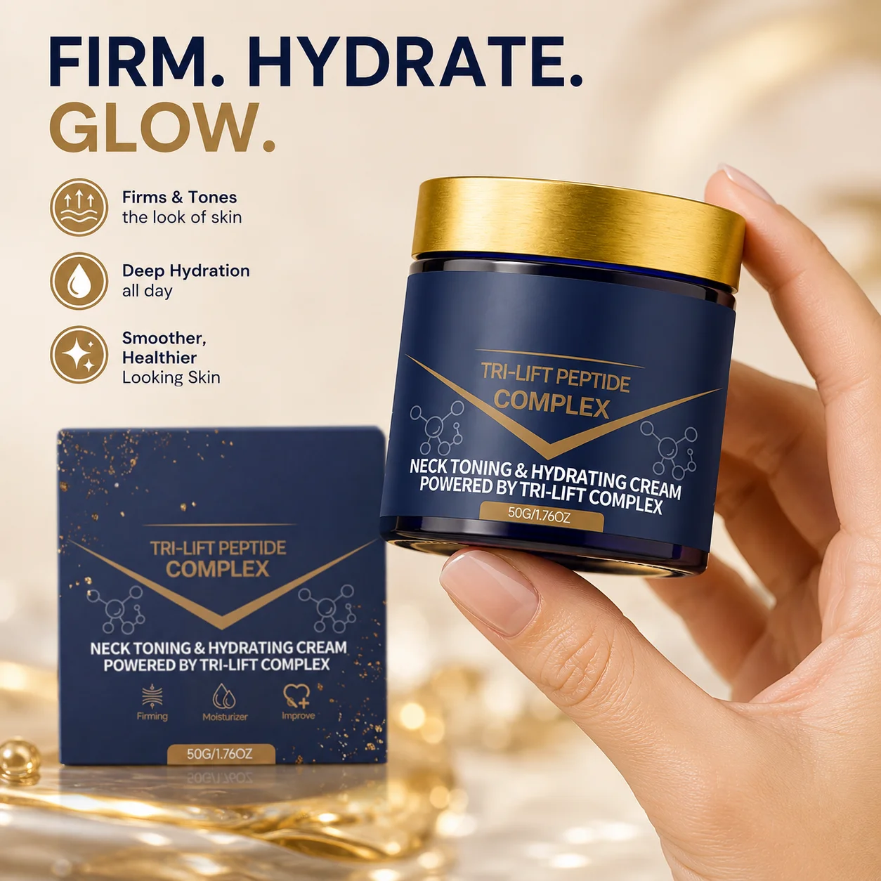 Peptide Neck Cream - Krim Kompleks Peptida Tri-lift Anti Penuaan