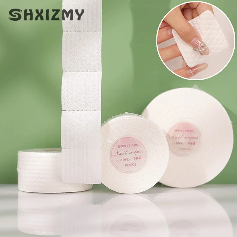 1000Pcs/Roll Thin/Thick Nail Remover Cotton Disposable Lint-Free Soak Wipe Cotton Gel Polish Remove Nail Art Cleaning Pad