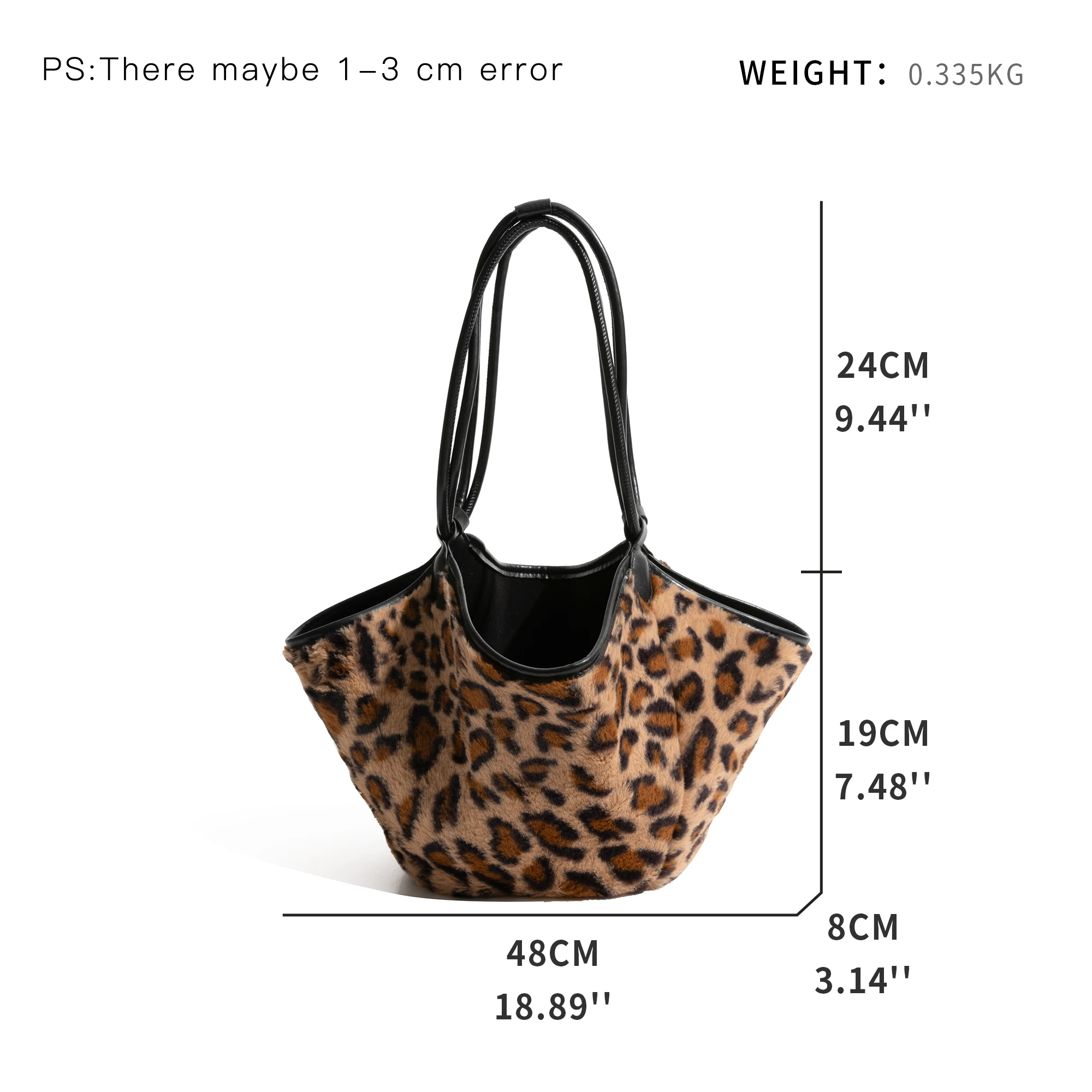 MABULA Winter Retro Leopard Pattern Bucket Handbag 2PCS Set Luxury Design Large Capacity Fashion Shoulder Bag Women Phone Purse