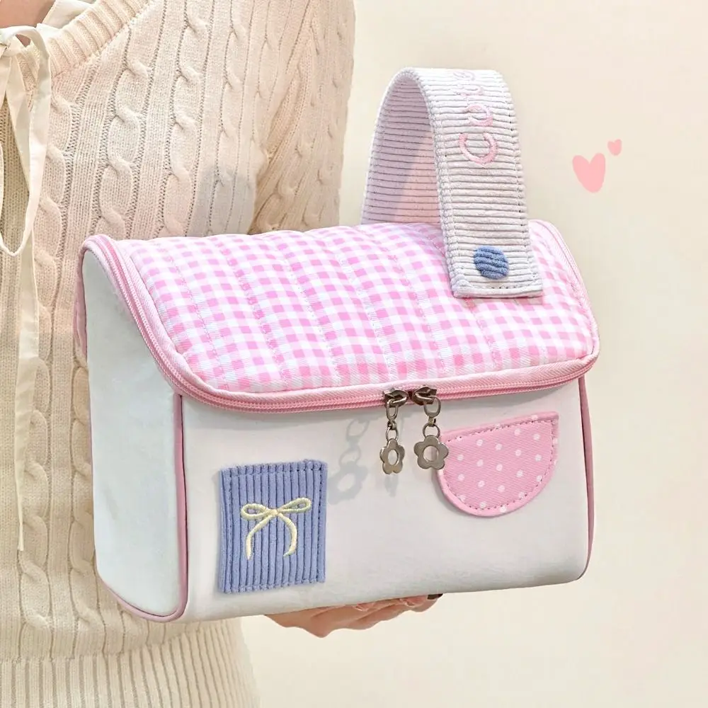 Thicken Dopamine Color Makeup Bag House Shape Large Capacity Cosmetic Bag Portable Travel Storage Bag Travel Use