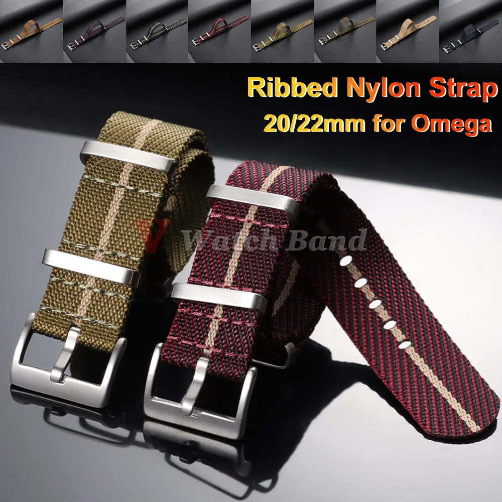 20 mm 22 mm geripptes Nylonarmband für Omega für Swatch für Moonswatch Edelstahl Herren Damen Sport Militär Ersatzarmband