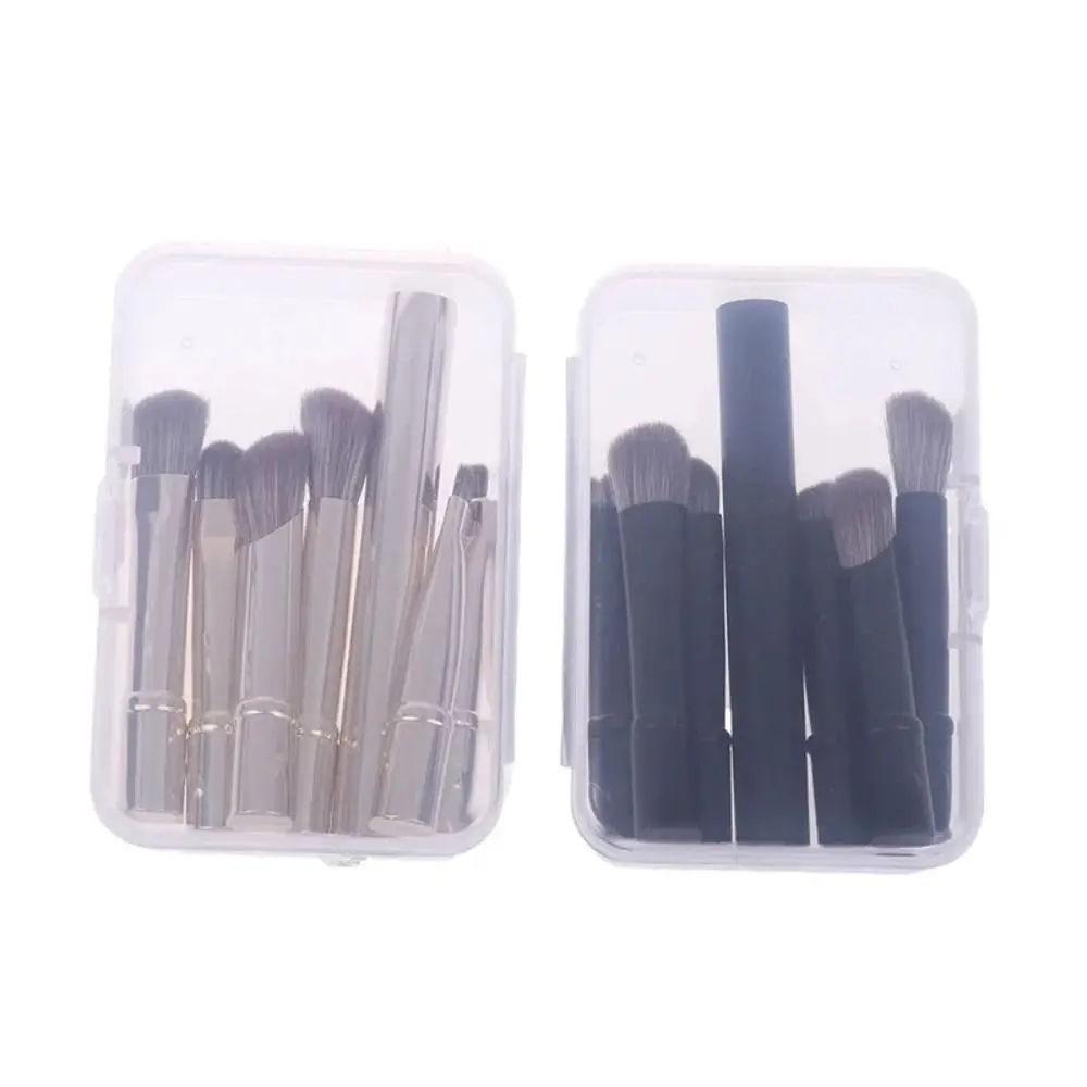 1Set Nuovo Contorno Correttore Mini Set di pennelli per trucco con scatola Pennello per ombretto staccabile 6 in 1 Strumento cosmetico a doppia estremità da viaggio