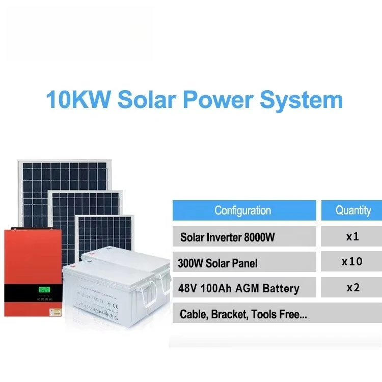 10Kw solar power system, 8kva hybrid inverter 48v200ah battery portable solar generator 10kw solar system kit launched