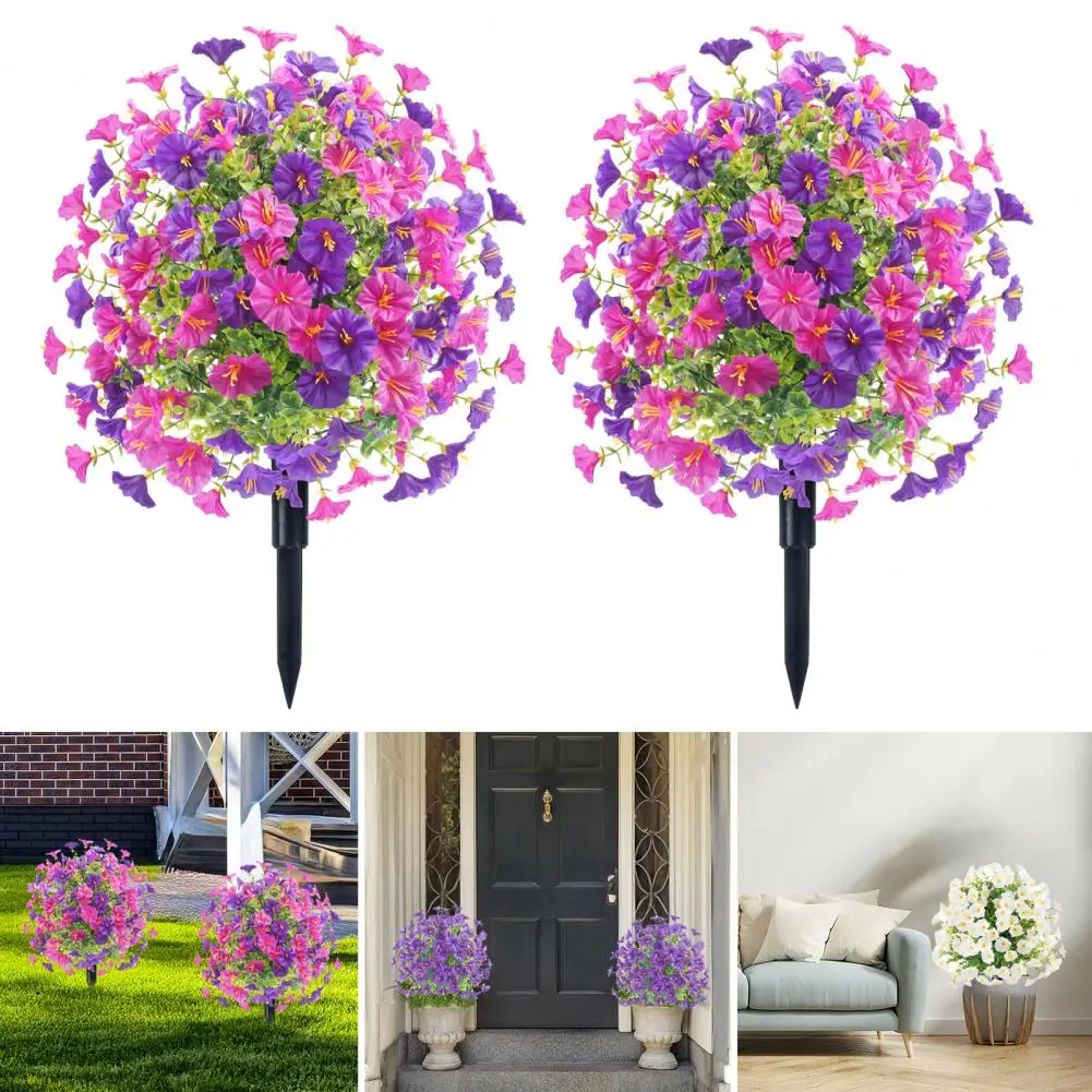 

Fake Morning Glory Uv Resistant Artificial Morning Glory Topiary Ball for Outdoor Garden Decor Faux Greenery Bushes with Ground
