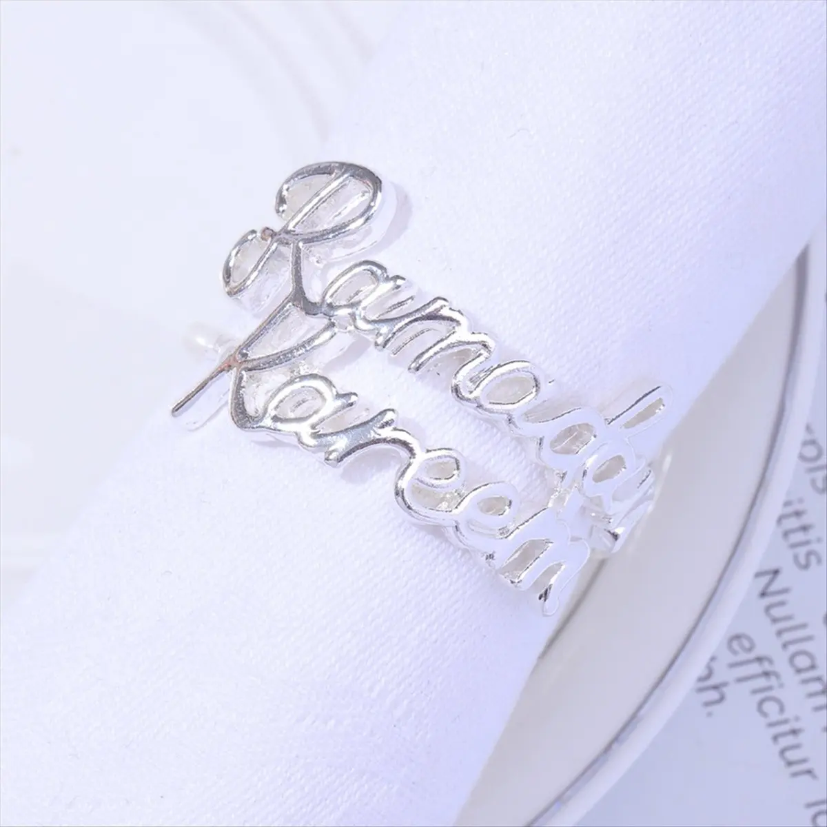 ABZF 2026 12PCS Ramadan Napkin Rings Eid Mubarak Muslim Islamic Dinner Table Home Decoration Alloy Napkin Buckle Gifts