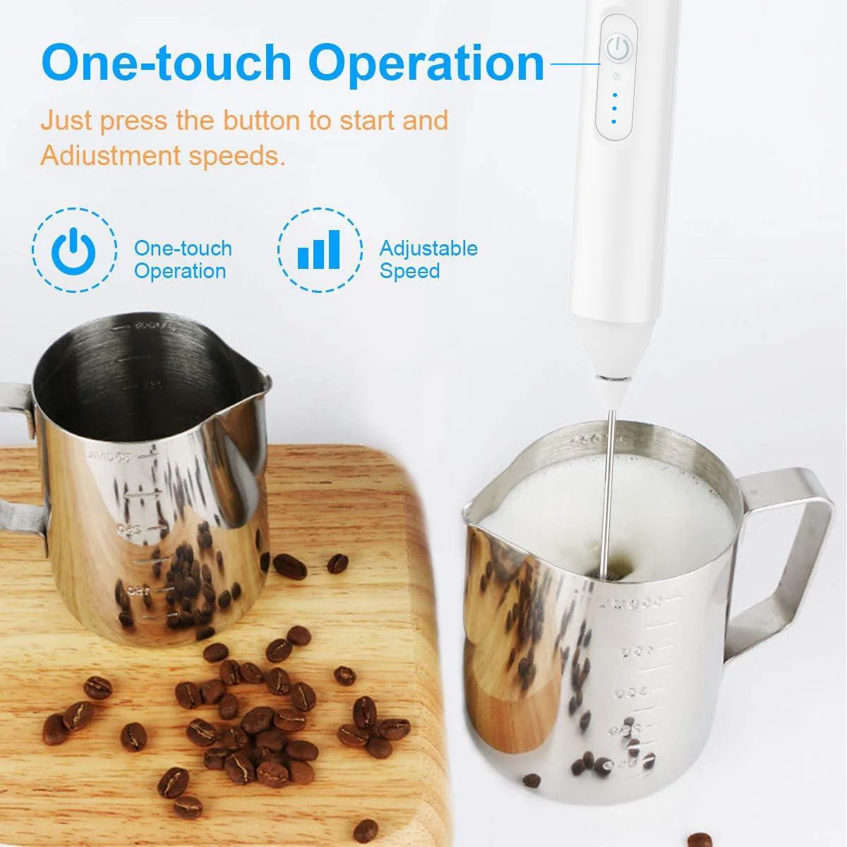 무선 우유 Frother 전기 Type-C 핸드 헬드 블렌더 스테인레스 스틸 미니 커피 메이커 커피 카푸치노 크림 용 믹서기 썸네일 6