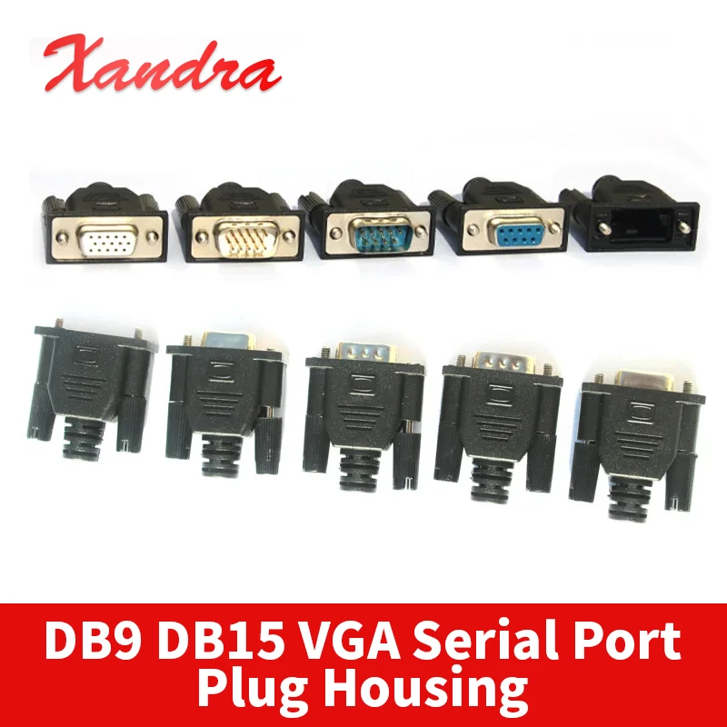 Общий DB9 DB15 Корпус последовательного порта VGA 4,8/5,3/5,8/6,5/7,5 мм Хвостовой чехол Черный клеевой корпус 9-контактный 15-контактный VGA Формовочная внешняя форма