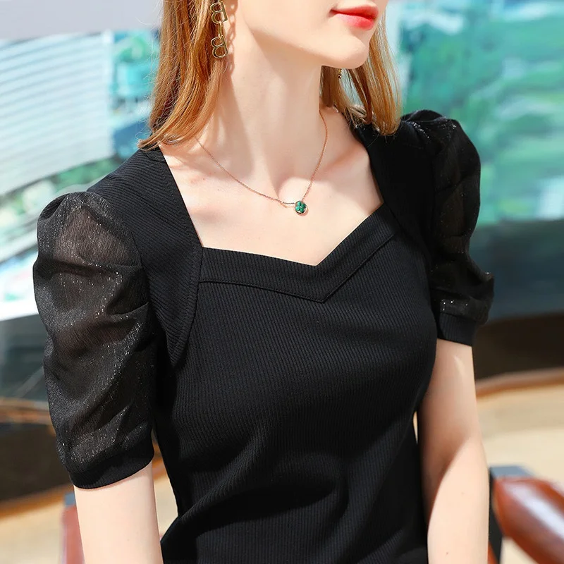 2024 New Summer Fashion T Shirt Woman Gauze Short Sleeve T-shirt Woman European Style Shirt Women Shirts