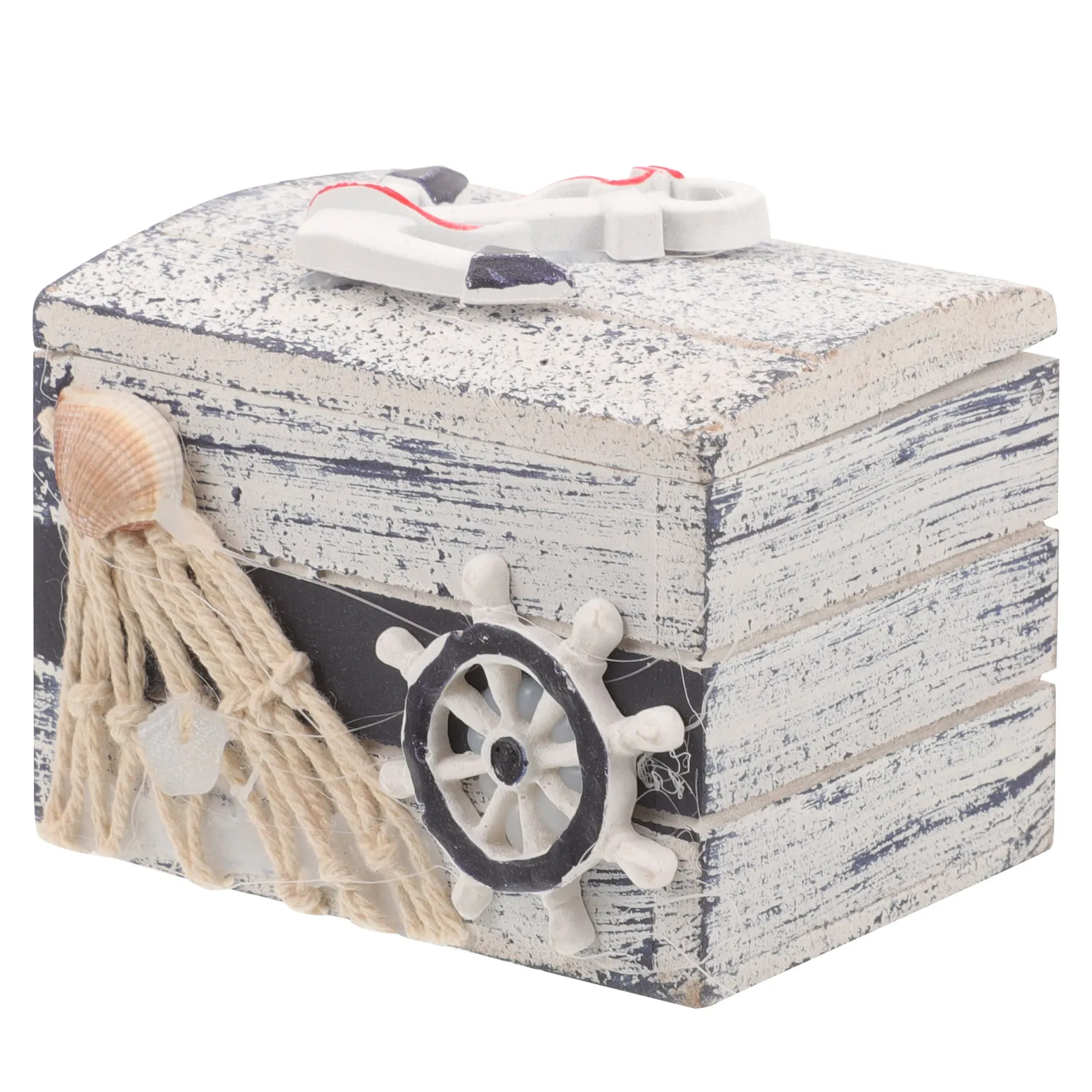 

Mediterranean Style Jewelry Box Wooden Mini Trinket Storage Case Organizer Large Capacity for Rings Earrings Pendants Desktop