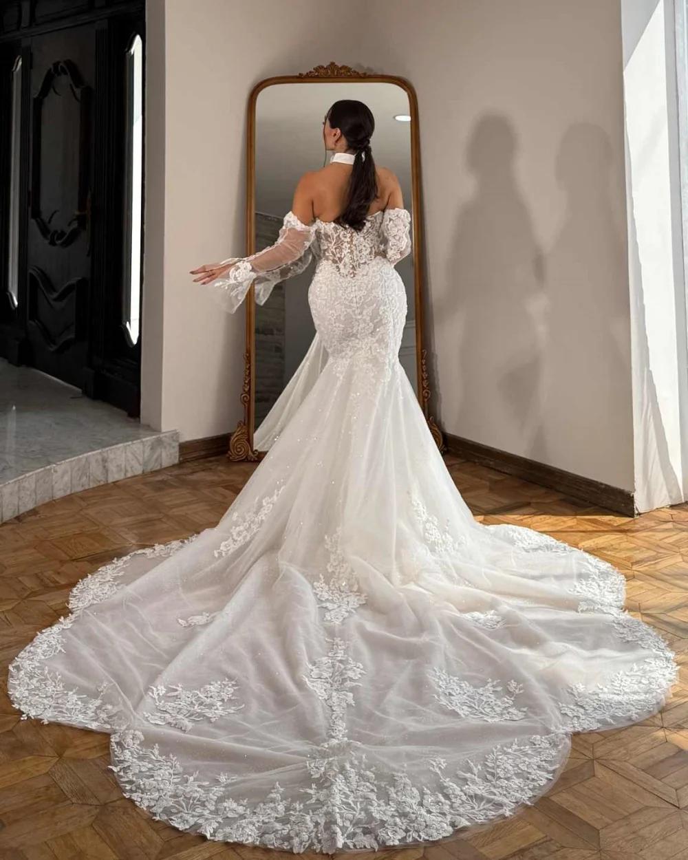 Abito da sposa elegante a sirena Abito da sposa con applicazioni in pizzo Abito da sposa semplice da sposa Abiti da sposa personalizzati
