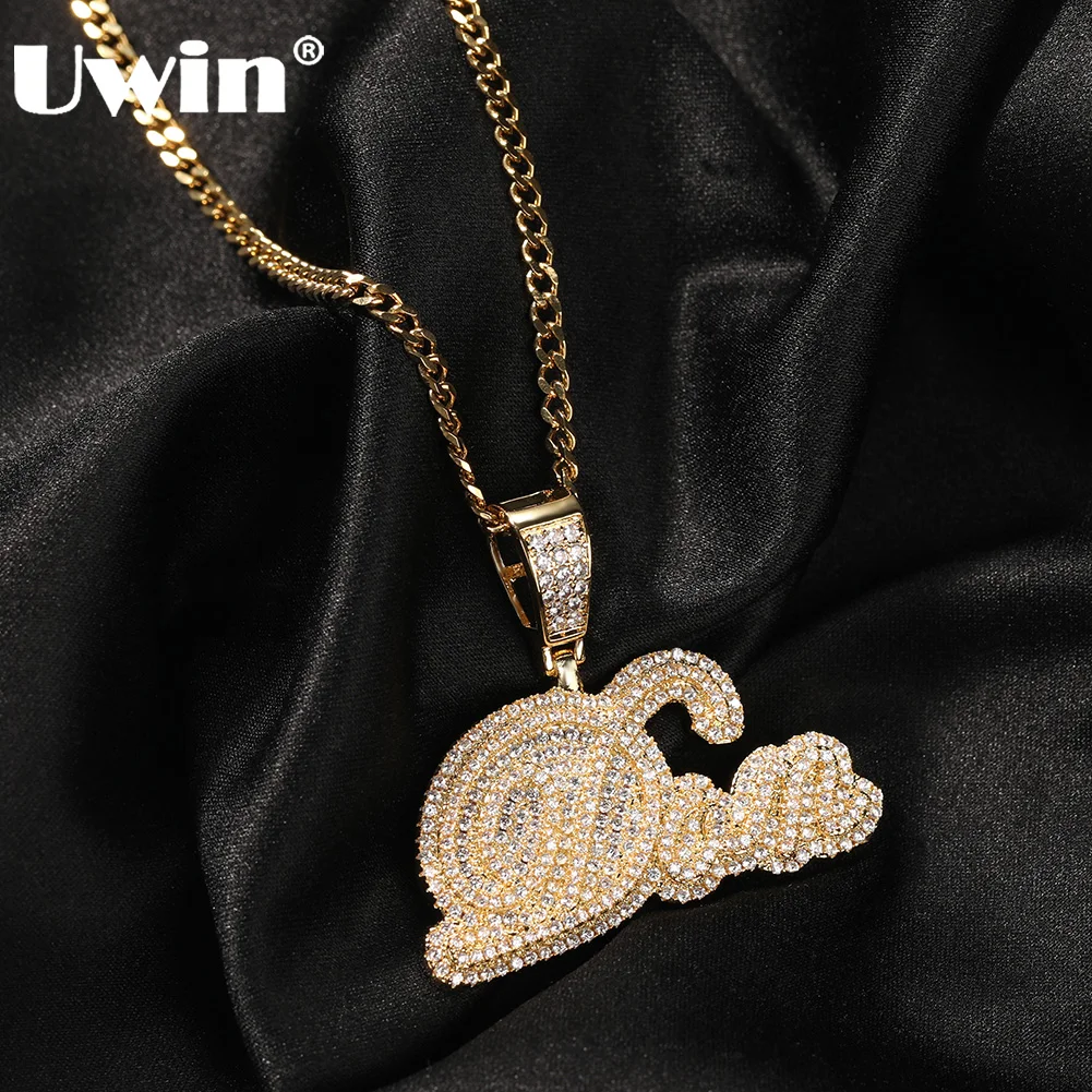 UWIN Custom Round CZ Stones Name Necklaces for Women Men Iced Out Bling CZ Letters Charms Necklace Hip Hop Jewelry for Gift