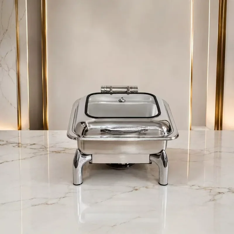 Stainless Steel Rectangular Buffet Warmer Electric Heating Food Display Tray for Hotel Restaurant Commercial Kitchen
