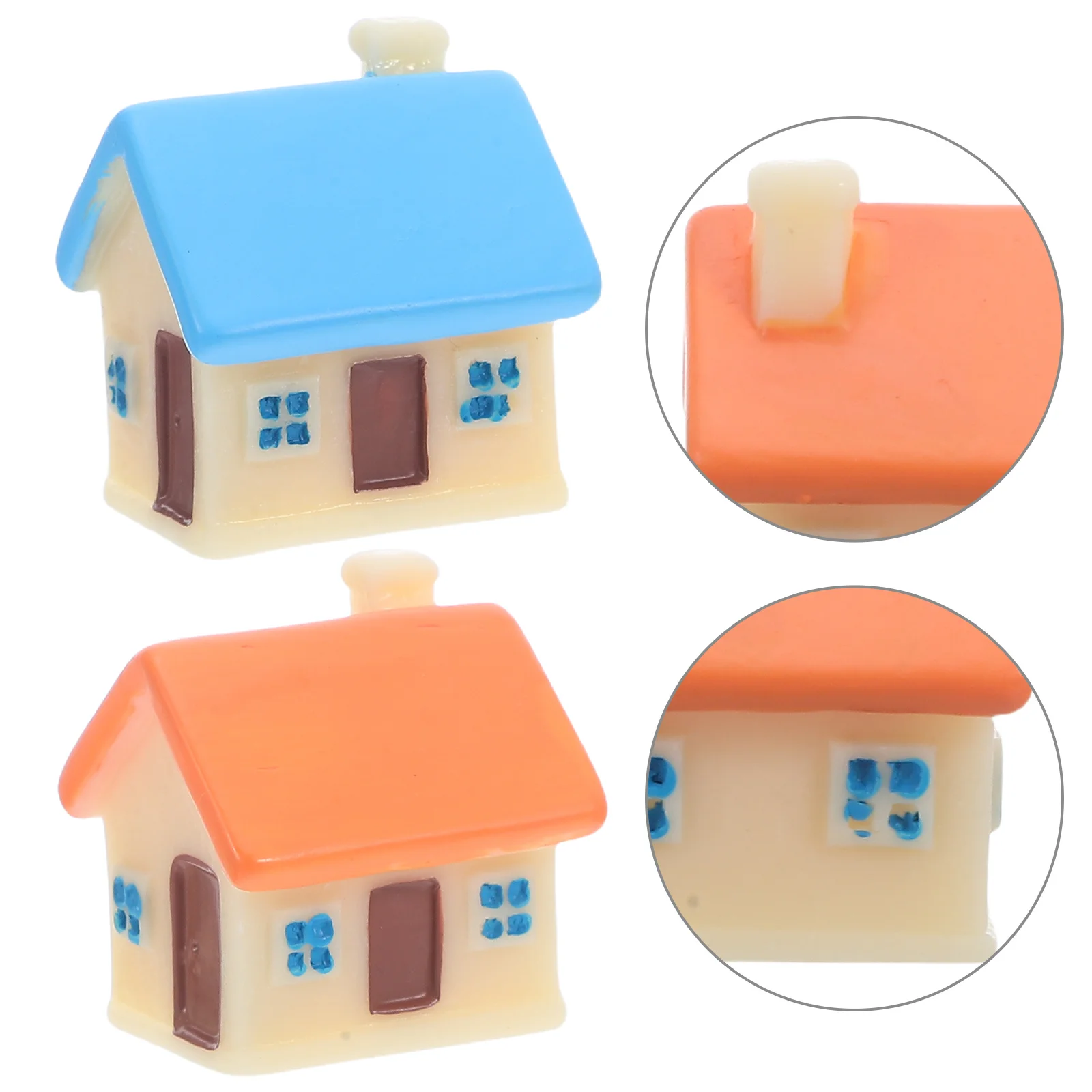 

6Pcs Miniature House Ornament Collection Weather Resistant Resin Figurines for Fairy Gardens Plant Pots Micro Landscapes