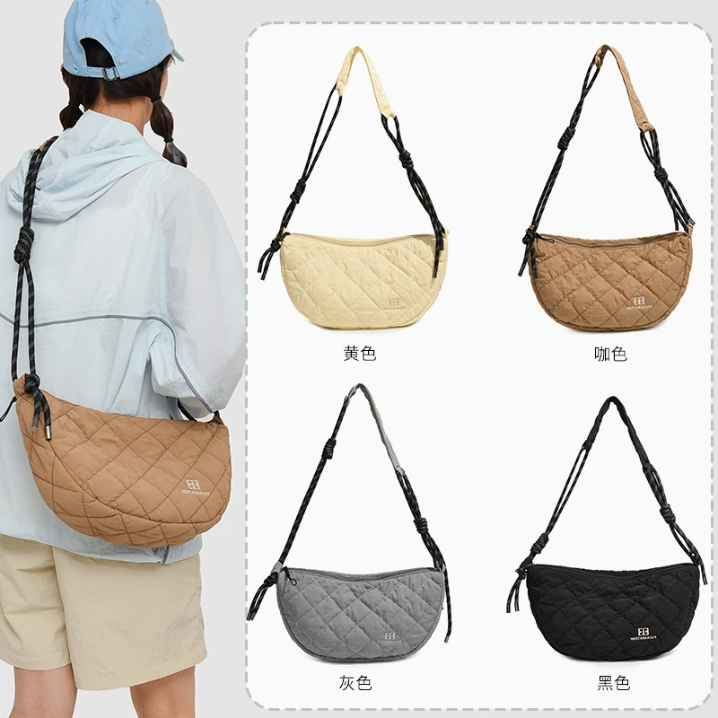 

Легкая, стильная и универсальная сумка через плечо из нейлона с ромбовидным узором, большой вместимости и повседневным дизайном.