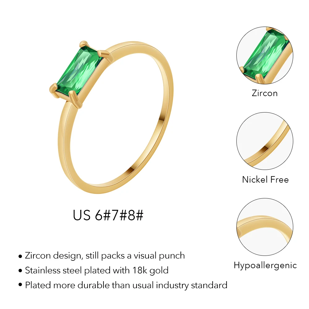 ENFASHION Anillos Multicolor Zircon Ring For Women\'s Stainless Steel 18K Plated Gold Rings Street Fashion Simple Jewerly R244226